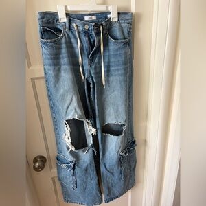 Forever 21 Women's Blue Distressed Boyfriend Jeans